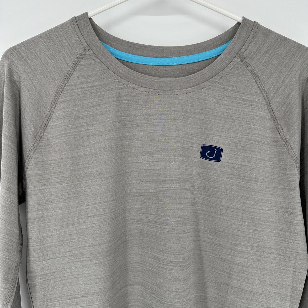Avid Gear Pullover Shirt Mens Medium Gray Long Sleeve Lightweight Fishing UV - Picture 2 of 7